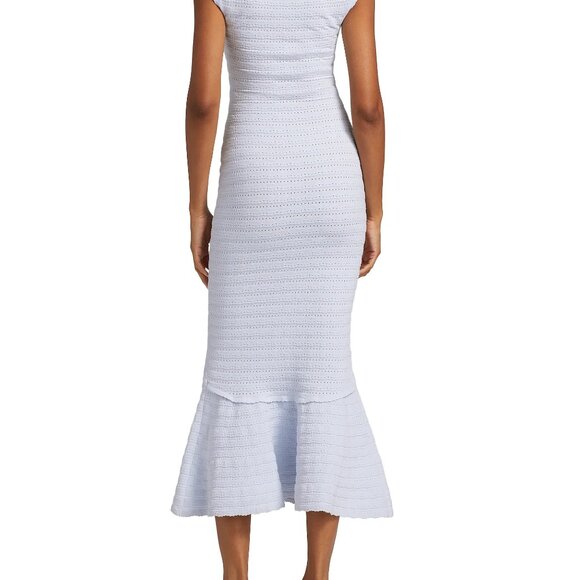 LoveShackFancy | Leigh Pointelle Knit Midi Dress Blue | NWT - Picture 5 of 16